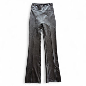Abercrombie & Fitch Flare Front Slit High Waist Vegan Leather Pants Sz XS Black